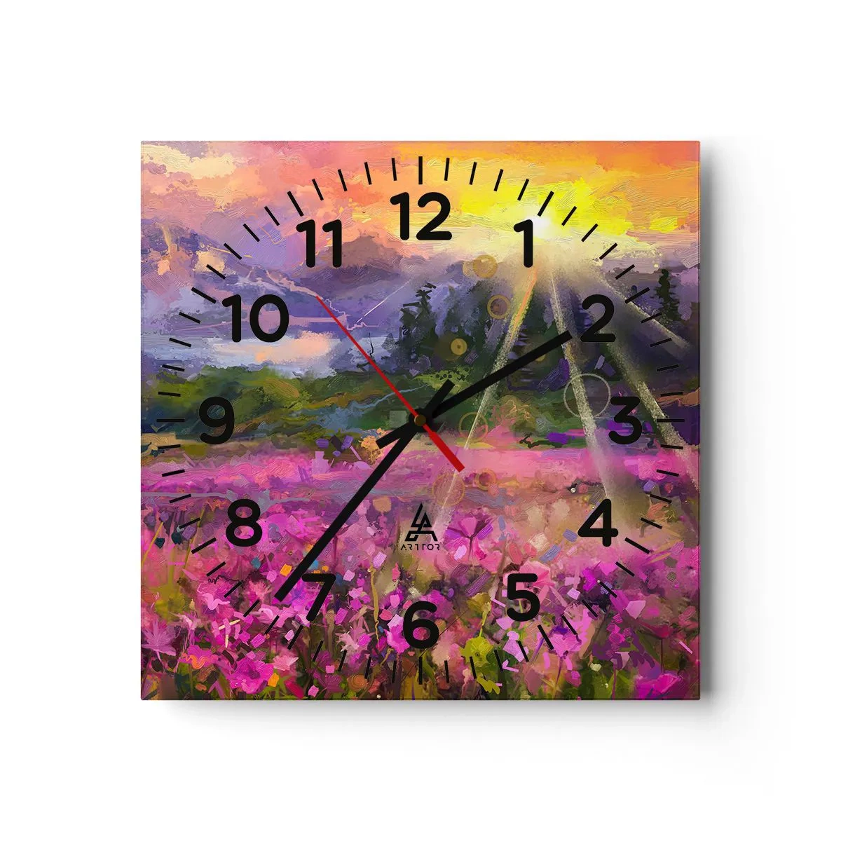 Zegar ścienny - W dolinie pod opieką słońca - 40x40 cm