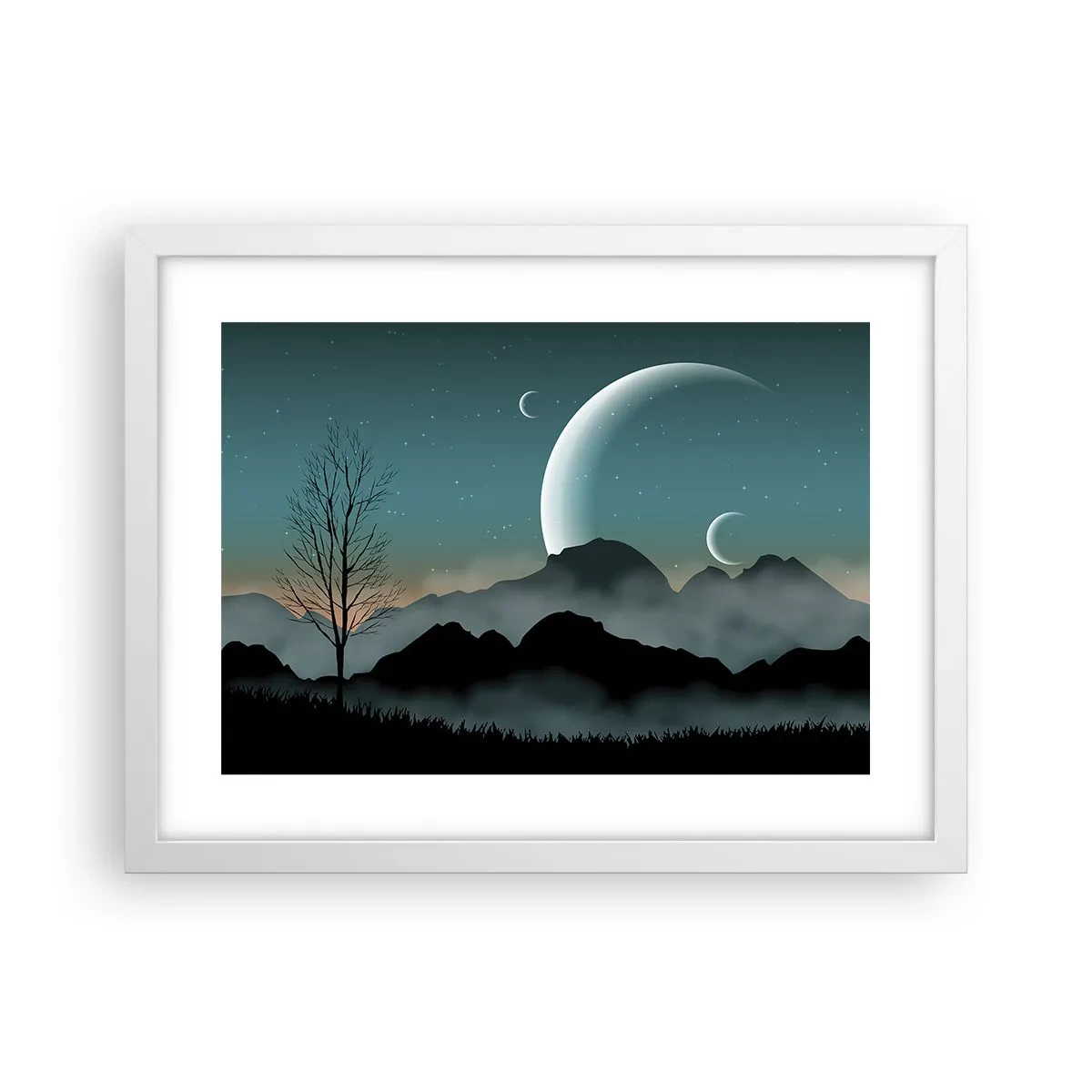 Plakat w białej ramie - Karnawał gwiaździstej nocy - 40x30 cm