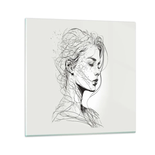 Obraz na szkle - Portret w zamyśleniu - 30x30 cm