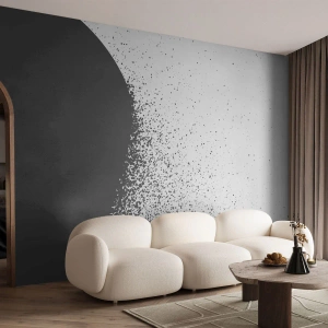 Fototapeta Premium Canvas - Ruch cząsteczek - Abstrakcja, Czarno-Biały, Grafika - 400x280 cm