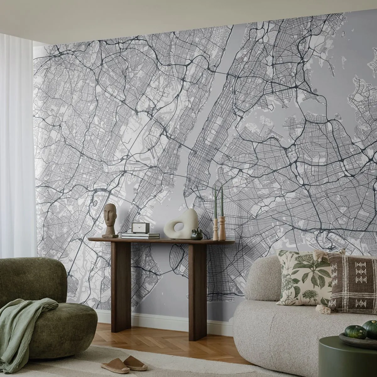 Fototapeta Samoprzylepna Deluxe Sticker - Anatomia metropolii - Nowy Jork, Mapa, Manhattan - 150x105 cm