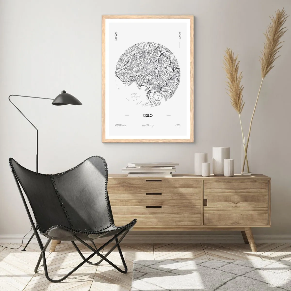 Plakat w ramie jasny dąb - Anatomia Oslo - 40x50 cm