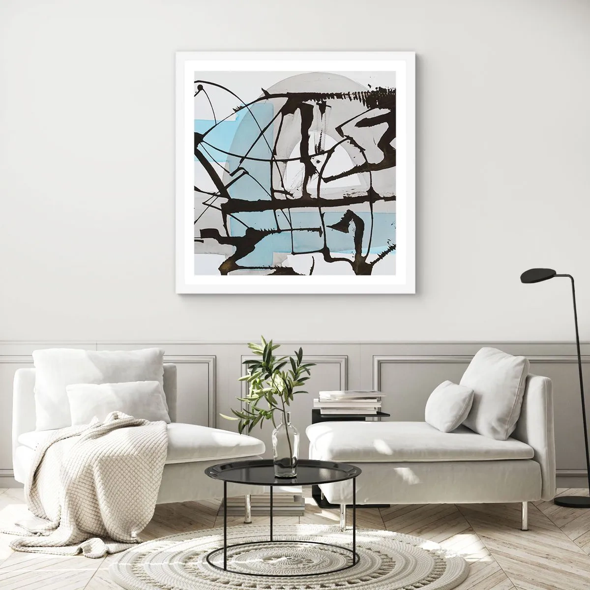 Plakat w białej ramie - Mimo wszystko błękitny - 50x50 cm