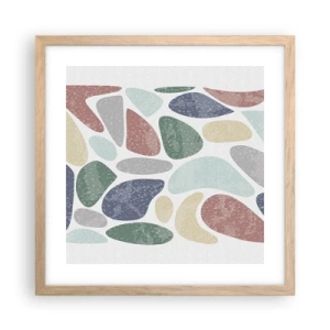 Plakat w ramie jasny dąb - Mozaika pudrowanych barw - 40x40 cm