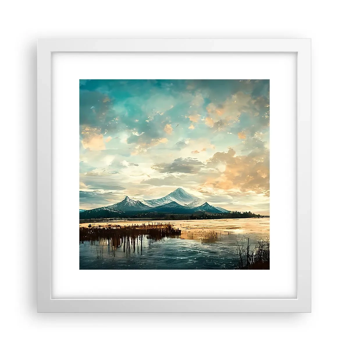 Plakat w białej ramie - Pod opieką nieba - 30x30 cm