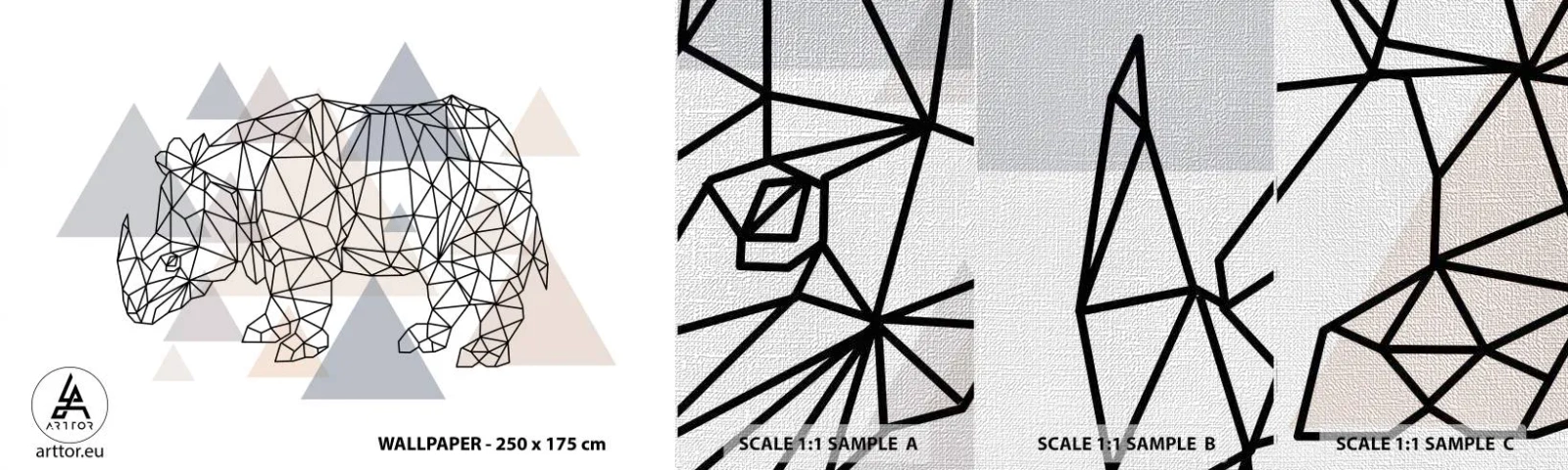 Fototapeta Próbka Premium Canvas - Struktura siły - Abstrakcja, Grafika, Nosorożec - 100x30 cm