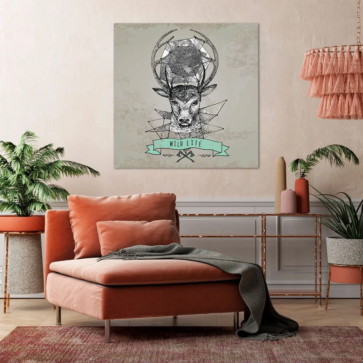 Obraz na płótnie - Widzenie św. Hubertusa - 40x40 cm