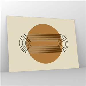 Obraz na szkle - Geometryczna abstrakcja z okręgiem i liniami - 100x70cm - Plan doskonały - Nowoczesna dekoracja ścienna do salonu, kuchni i sypialni ARTTOR