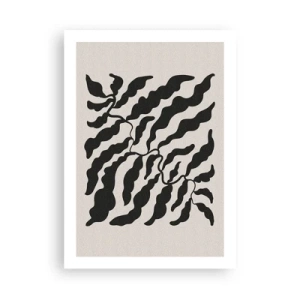 Plakat - Abstrakcyjna roślinna kompozycja w czerni na beżowym tle - 50x70cm - Natura kwadratu - Nowoczesna dekoracja ścienna do salonu, kuchni i sypialni ARTTOR