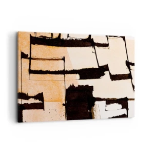 Obraz na płótnie - Geometryczne wzory w odcieniach brązu i beżu - 120x80cm - Jednak porządek - Nowoczesna dekoracja ścienna do salonu, kuchni i sypialni ARTTOR