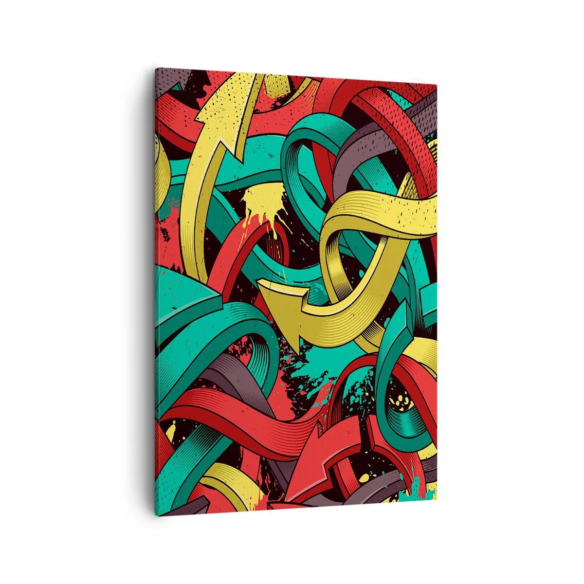 Obraz na płótnie - Dynamiczne kolorowe strzałki w stylu pop-art - 50x70cm - Którędy do celu? - Nowoczesna dekoracja ścienna do salonu, kuchni i sypialni ARTTOR