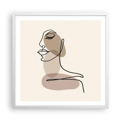 Plakat w białej ramie - Pewna linia piękna - 60x60 cm