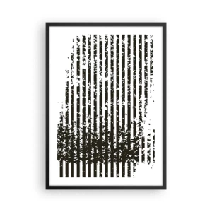 Plakat w czarnej ramie - Abstrakcyjny wzór z liniami i teksturą - 50x70cm - Rytm i szum - Nowoczesna dekoracja ścienna do salonu i sypialni ARTTOR