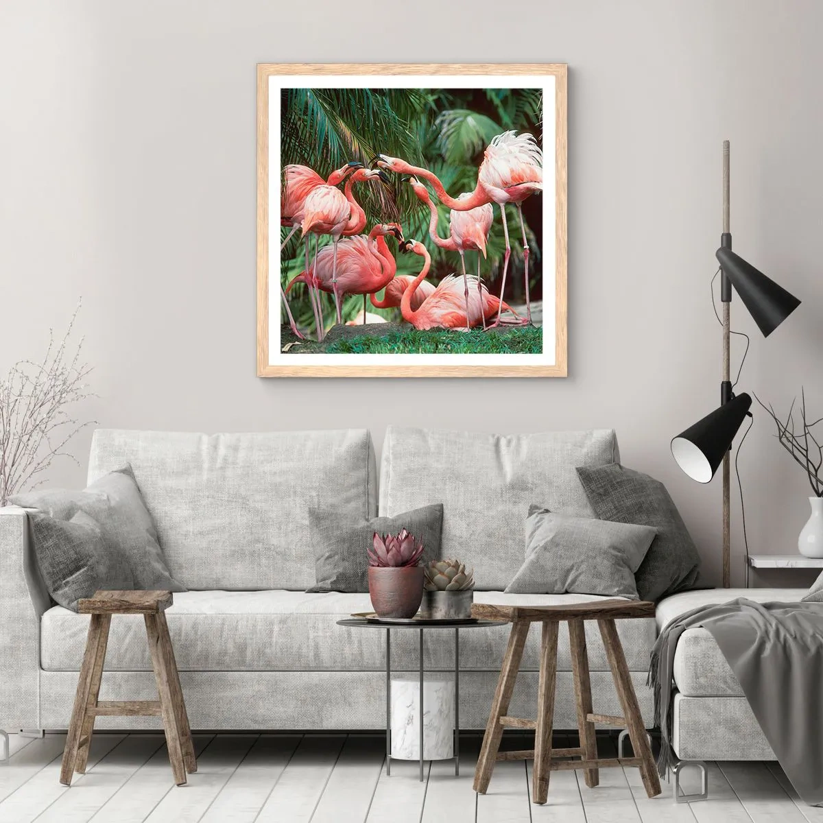 Plakat w ramie jasny dąb - Popołudniowe ploteczki - 30x30 cm