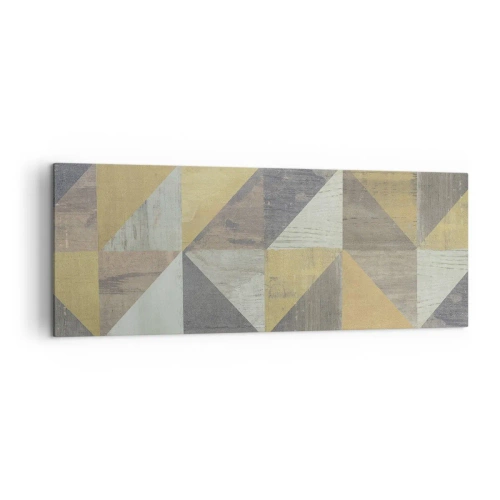 Obraz na płótnie - Geometryczna kompozycja trójkątów w odcieniach ziemi - 140x50cm - Pod kątem trójkąta - Nowoczesna dekoracja ścienna do salonu i sypialni ARTTOR