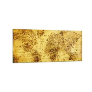 Obraz na szkle - Starożytna mapa świata w stylu vintage - 120x50cm - Dziwny jest ten świat - Nowoczesna dekoracja ścienna do salonu i sypialni ARTTOR
