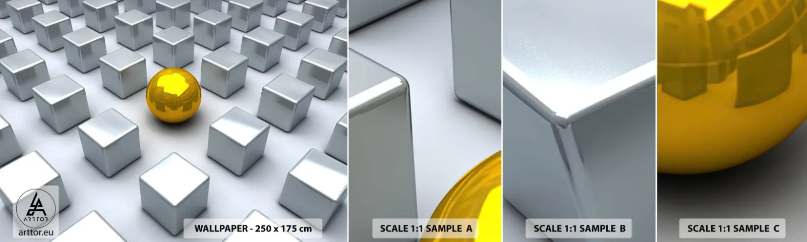 Fototapeta Próbka Standard Eco - Dlaczego ja? Kompozycja geometryczna - Abstrakcja, 3D, Grafika - 100x30 cm