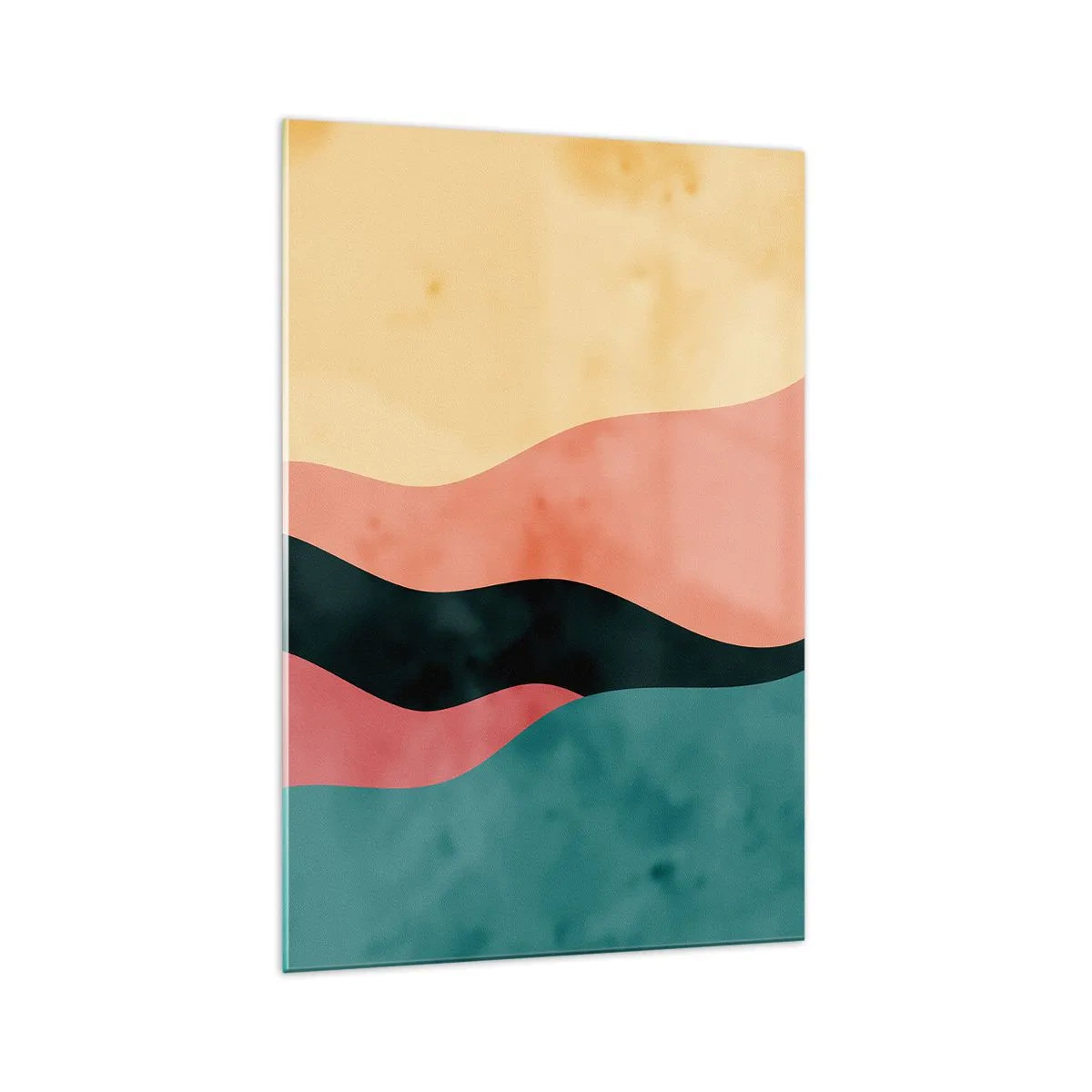 Obraz na szkle - Abstrakcyjne fale w pastelowych barwach - 70x100cm - Zgodna niezgodność - Nowoczesna dekoracja ścienna do salonu i sypialni ARTTOR