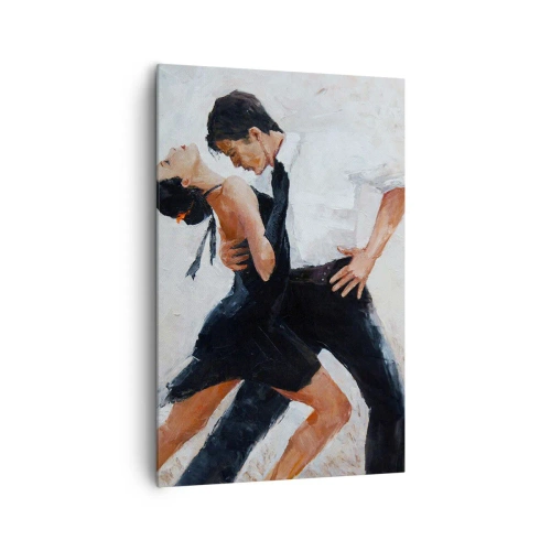 Obraz na płótnie - Para tańcząca w eleganckim, zmysłowym ujęciu - 80x120cm - Tango mych marzeń i snów - Nowoczesna dekoracja ścienna do salonu i sypialni ARTTOR