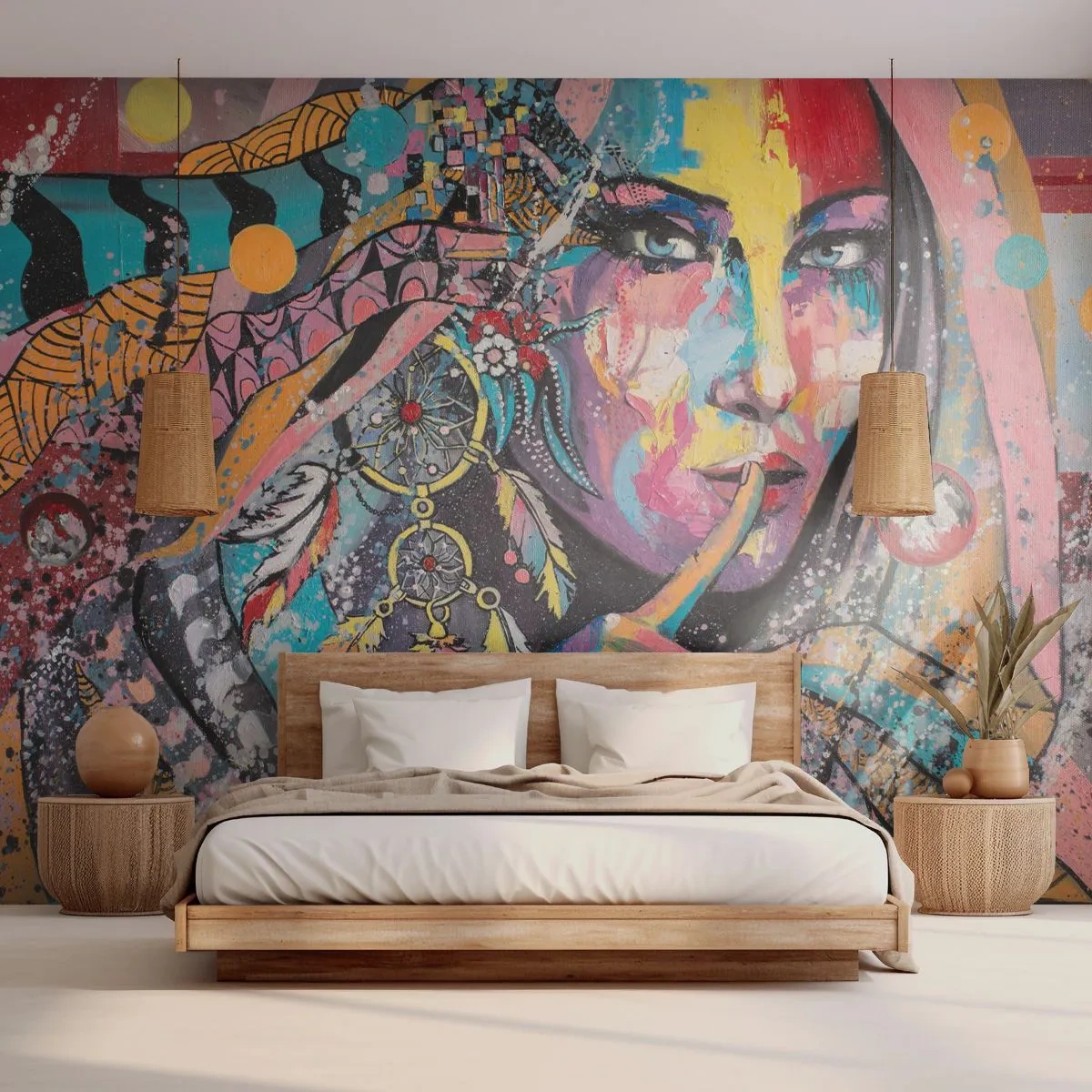 Fototapeta Premium Canvas - Milcz, aż zrozumiesz - Kobieta, Portret Kobiety, Boho - 300x210 cm