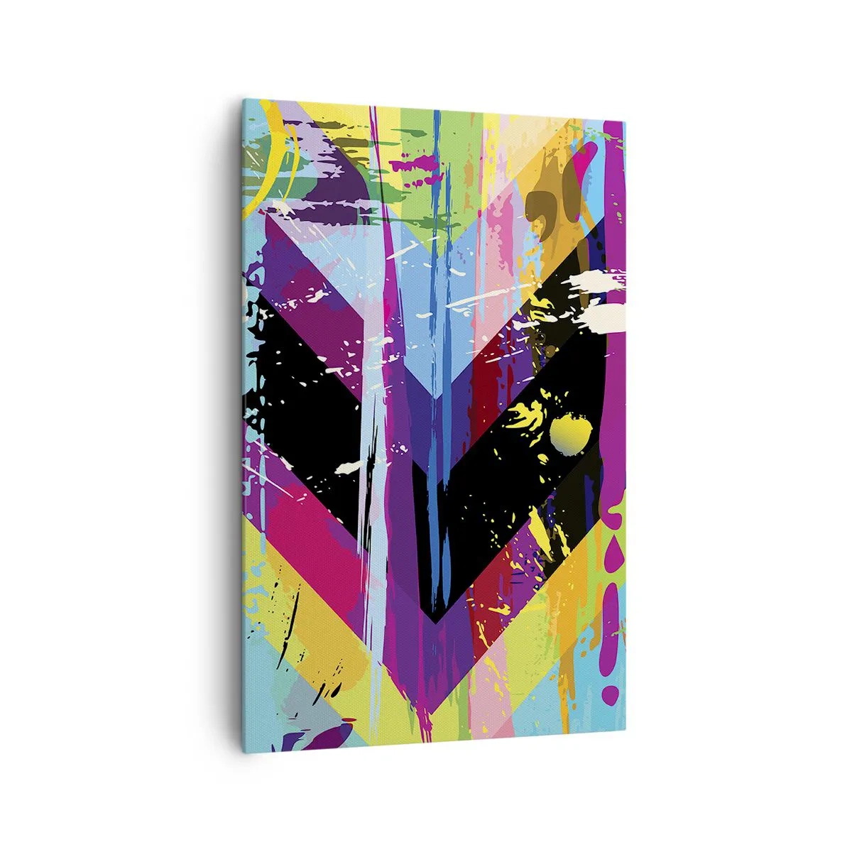 Obraz na płótnie - Abstrakcyjny wzór z kolorowymi geometrycznymi kształtami - 80x120cm - Z góry na dół - Nowoczesna dekoracja ścienna do salonu i sypialni ARTTOR