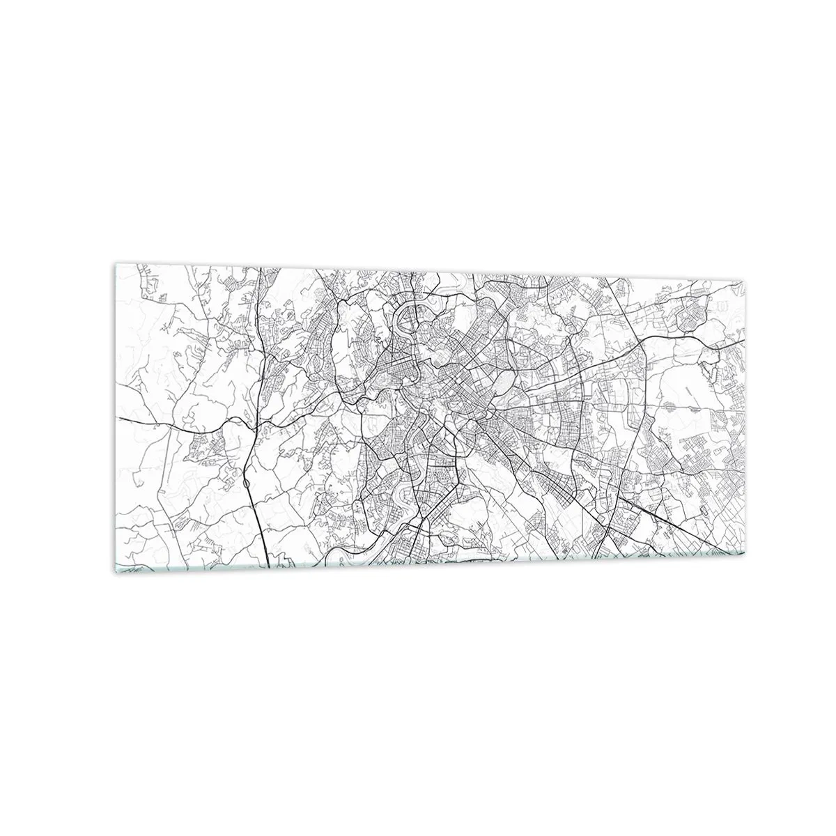 Obraz na szkle - Miejska mapa w stylu minimalistycznym z delikatnymi liniami - 120x50cm - Rzymski krąg - Nowoczesna dekoracja ścienna do salonu i sypialni ARTTOR