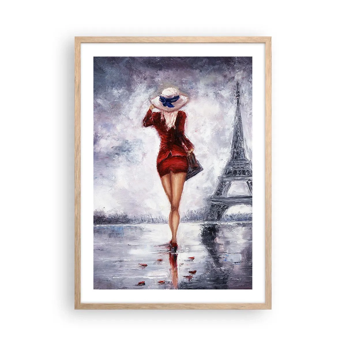 Plakat w ramie jasny dąb - Paryskie symbole - 50x70 cm