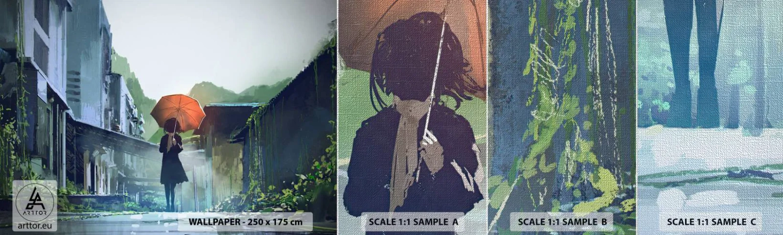 Fototapeta Próbka Premium Canvas - Ożywczy deszcz - Abstrakcja, Miasto, Architektura - 100x30 cm