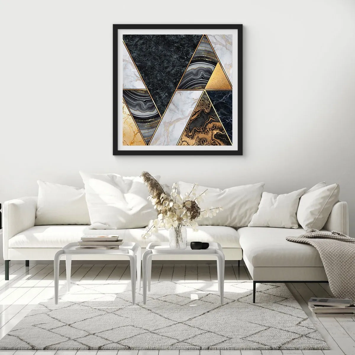 Plakat w czarnej ramie - Kamień przy kamieniu - 30x30 cm