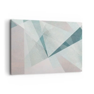 Obraz na płótnie - Geometryczne kształty w pastelowych odcieniach błękitu i szarości - 100x70cm - Spokojnie choć dynamicznie - Nowoczesna dekoracja ścienna do salonu, kuchni i sypialni ARTTOR
