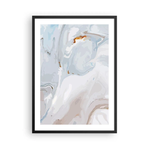 Plakat w czarnej ramie - Wzór marmuru w odcieniach błękitu z akcentami złota - 50x70cm - Biel wypiętrzona - Nowoczesna dekoracja ścienna do salonu i sypialni ARTTOR
