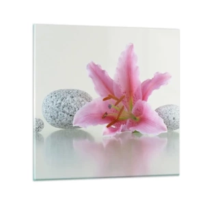 Obraz na szkle - Studium w różu, szarości i bieli - 30x30 cm