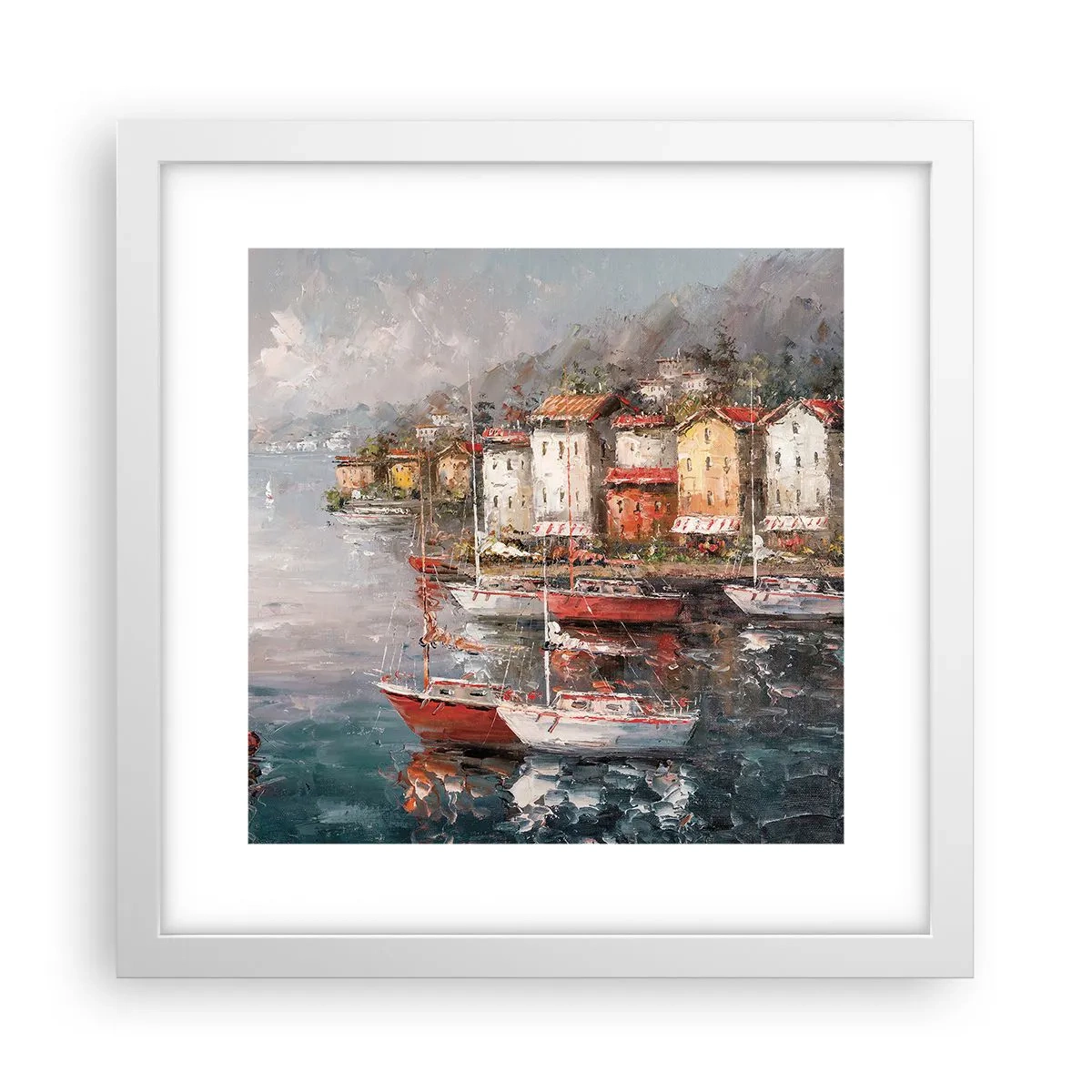 Plakat w białej ramie - Romantyczna przystań - 30x30 cm