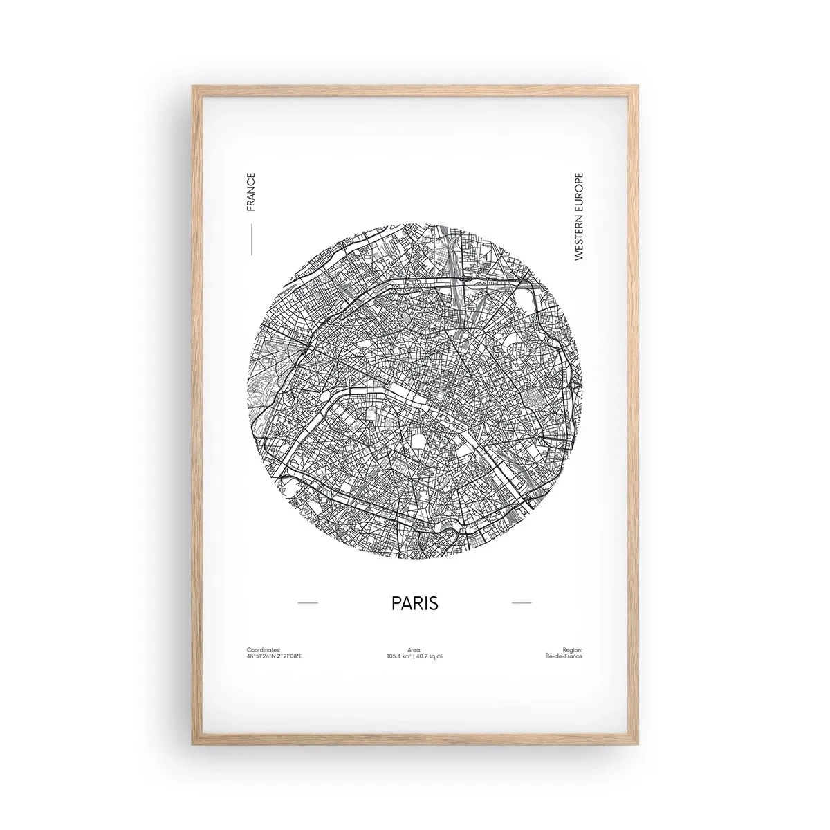 Plakat w ramie jasny dąb - Anatomia Paryża - 61x91 cm