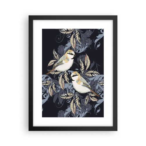 Plakat w czarnej ramie - Żółto-błękitny trel - 30x40 cm