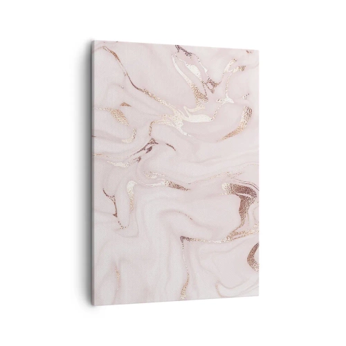 Obraz na płótnie - Abstrakcyjny wzór marmuru w odcieniach różu i złota - 50x70cm - W różowym szale - Nowoczesna dekoracja ścienna do salonu, kuchni i sypialni ARTTOR