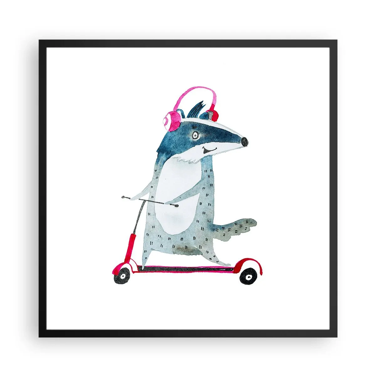 Plakat w czarnej ramie - Borsucze radości - 60x60 cm