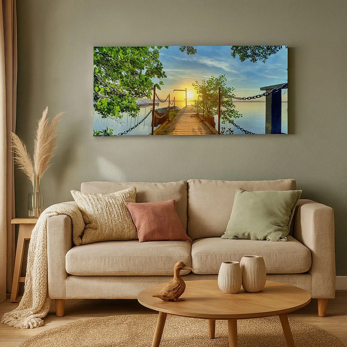 Obraz na płótnie - Zachód nad wodą - 100x40 cm