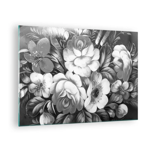 Obraz na szkle - Elegancki bukiet kwiatów w odcieniach szarości - 70x50cm - Piękne nawet w szarości - Nowoczesna dekoracja ścienna do salonu i sypialni ARTTOR