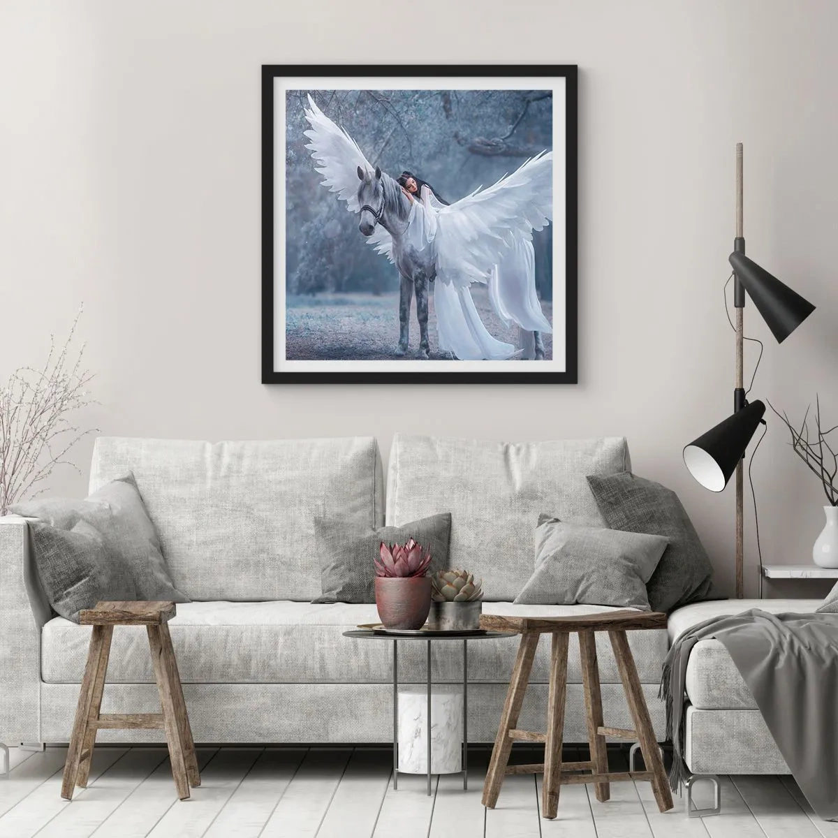 Plakat w czarnej ramie - Natchniona chwila - 30x30 cm