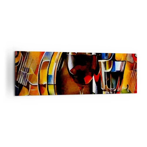 Obraz na płótnie - Abstrakcyjna martwa natura z kieliszkami i instrumentami - 160x50cm - I świat nabiera barw - Nowoczesna dekoracja ścienna do salonu i sypialni ARTTOR