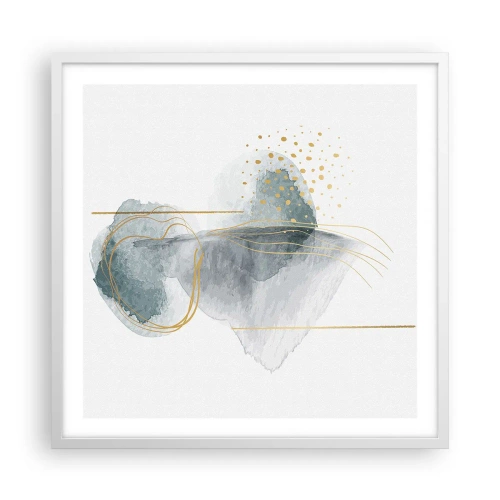 Plakat w białej ramie - O związkach szarości i złota - 60x60 cm