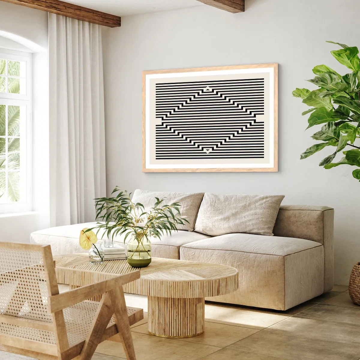 Plakat w ramie jasny dąb - Geometryczna iluzja - 70x50 cm