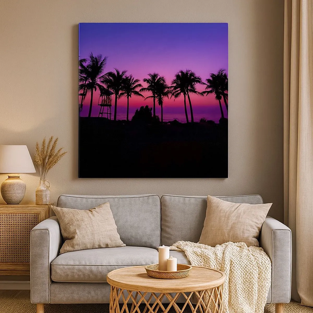 Obraz na płótnie - Wieczór pod palmami - 30x30 cm