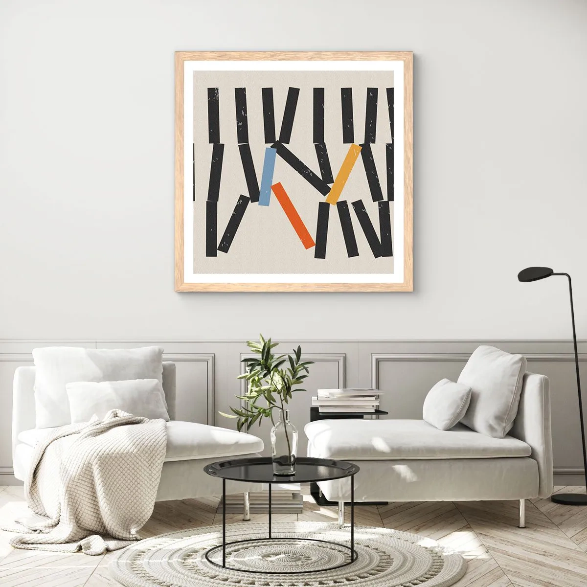 Plakat w ramie jasny dąb - Domino – kompozycja - 50x50 cm
