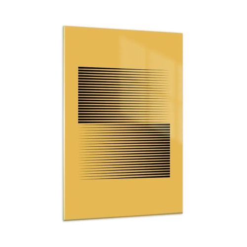 Obraz na szkle - Pionowe czarne linie na żółtym tle - 80x120cm - Kwadratura przeciwieństw - Nowoczesna dekoracja ścienna do salonu i sypialni ARTTOR