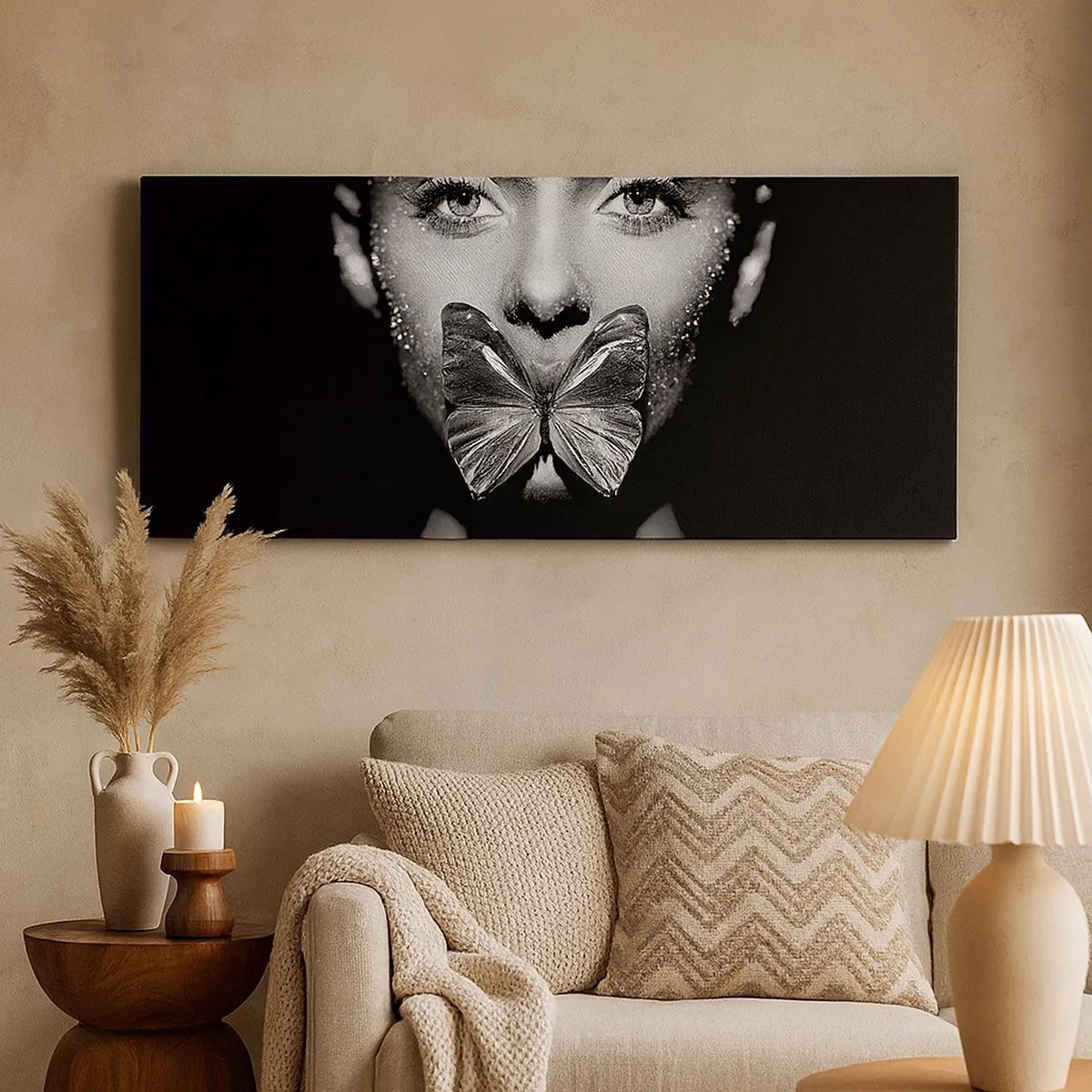 Obraz na płótnie - Motyli pocałunek - 100x40 cm