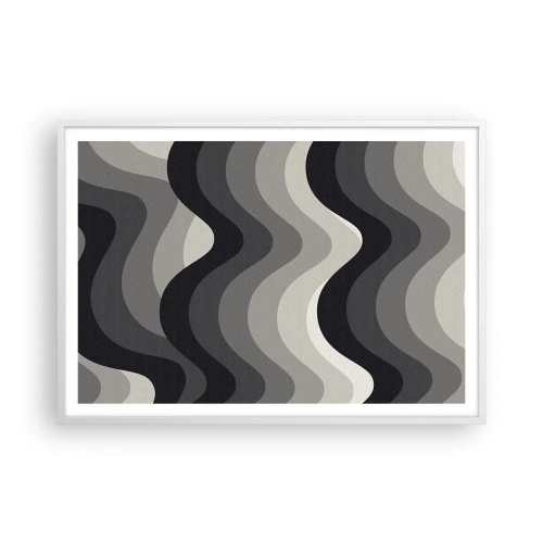 Plakat w białej ramie - Fala za falą - 100x70 cm
