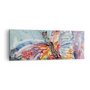 Obraz na płótnie - Kolorowy motyl w stylu impasto na pastelowym tle - 140x50cm - Pomalowany przez naturę - Nowoczesna dekoracja ścienna do salonu i sypialni ARTTOR