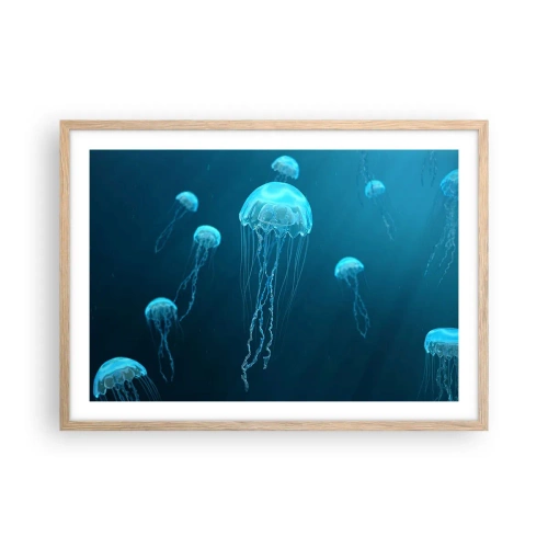 Plakat w ramie jasny dąb - Oceaniczny taniec - 70x50 cm